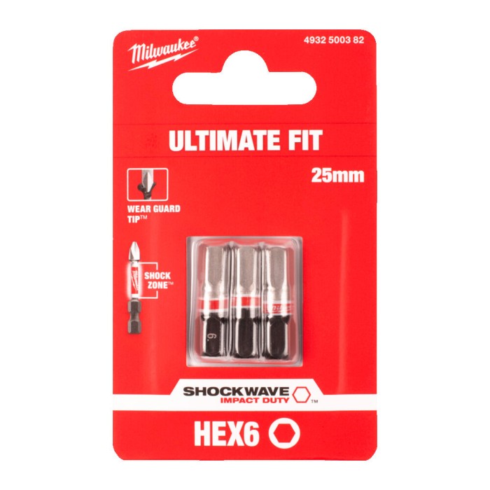 Біта SHOCKWAVE MILWAUKEE, Hex6, 25мм, (3шт) Біта SHOCKWAVE MILWAUKEE, Hex6, 25мм, (3шт)