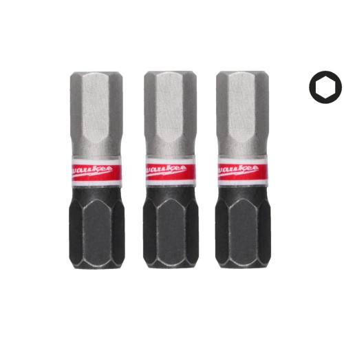 Біта SHOCKWAVE MILWAUKEE, Hex6, 25мм, (3шт)