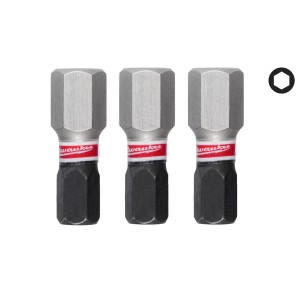 Біта SHOCKWAVE MILWAUKEE, Hex8, 25мм, (3шт)