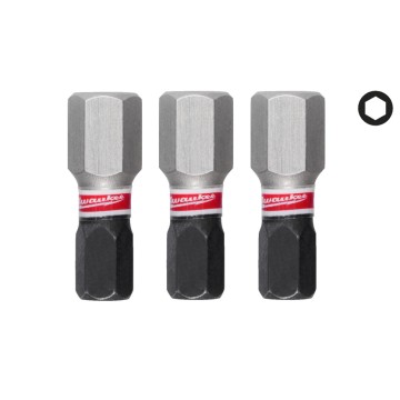 Біта SHOCKWAVE MILWAUKEE, Hex8, 25мм, (3шт)