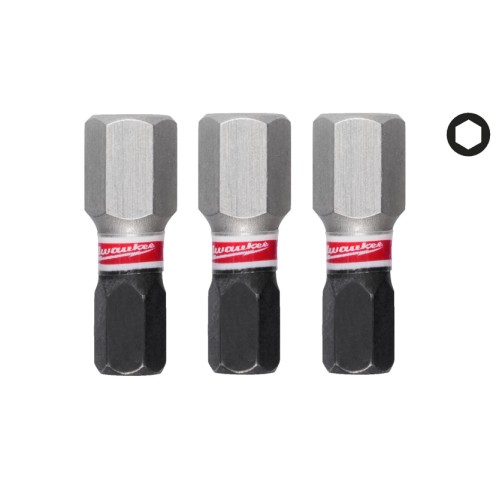 Біта SHOCKWAVE MILWAUKEE, Hex8, 25мм, (3шт)