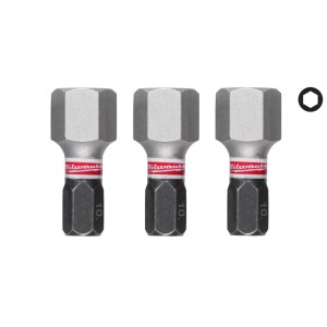 Біта SHOCKWAVE MILWAUKEE, Hex10, 25мм, (3шт)