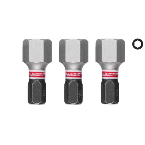 Біта SHOCKWAVE MILWAUKEE, Hex10, 25мм, (3шт)