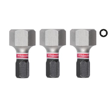 Біта SHOCKWAVE MILWAUKEE, Hex12, 25мм, (3шт)