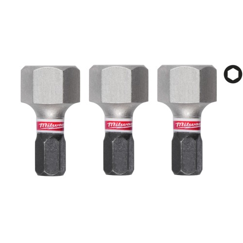 Біта SHOCKWAVE MILWAUKEE, Hex12, 25мм, (3шт)