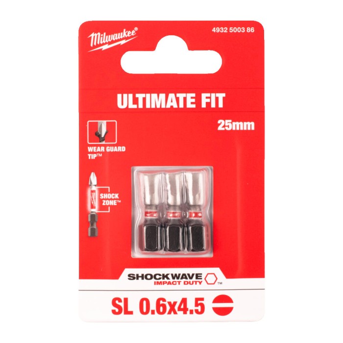 Біта SHOCKWAVE MILWAUKEE, SL0,6x4,5, 25мм, (3шт) Біта SHOCKWAVE MILWAUKEE, SL0,6x4,5, 25мм, (3шт)