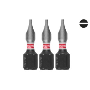 Біта SHOCKWAVE MILWAUKEE, SL1,2x6,5, 25мм, (3шт)