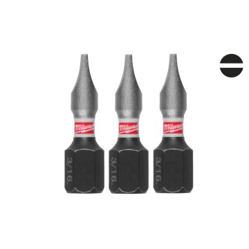Біта SHOCKWAVE MILWAUKEE, SL1,2x6,5, 25мм, (3шт)