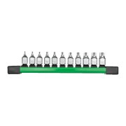 Набір головок торцевих хромованих 1/4'' MILWAUKEE з бітами TORX (T8-T50)  на планці (11шт)