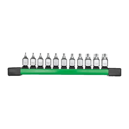 Набір головок торцевих хромованих 1/4'' MILWAUKEE з бітами TORX (T8-T50)  на планці (11шт)
