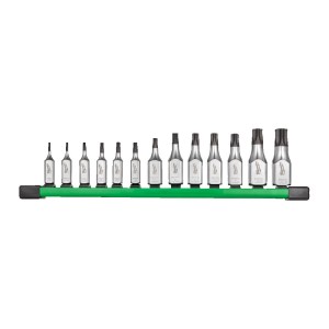 Набір головок торцевих хромованих 1/4'' та 3/8'' MILWAUKEE з бітами TORX (T8-T60) на планці (13шт)
