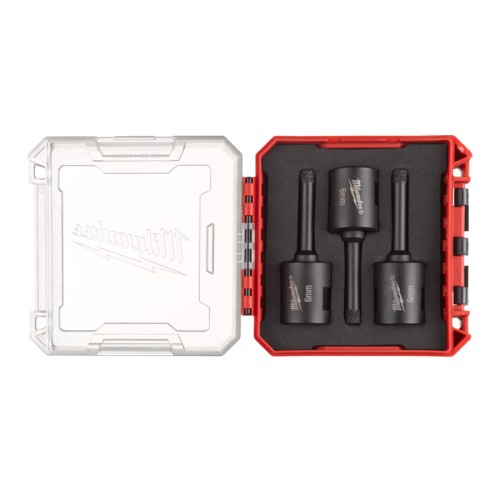 Набір алмазних коронок Diamond Max PACKOUT MILWAUKEE М14, діаметр 6мм (3шт) (сухе свердління) пластиковий кейс