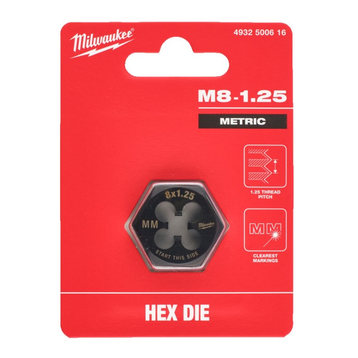 Плашка шестигранна MILWAUKEE, М8-1,25мм Плашка шестигранна MILWAUKEE, М8-1,25мм