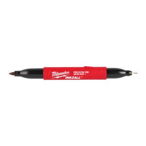 Маркер для будмайданчика INKZALL Double Tip MILWAUKEE, тонкий/ультра-тонкий, чорний (48223115)