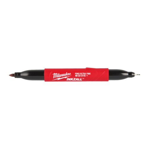 Маркер для будмайданчика INKZALL Double Tip MILWAUKEE, тонкий/ультра-тонкий, чорний (48223115)