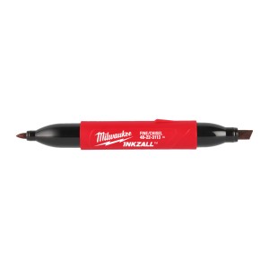 Маркер для будмайданчика INKZALL Double Tip MILWAUKEE, тонкий/скошений, чорний (48223115)