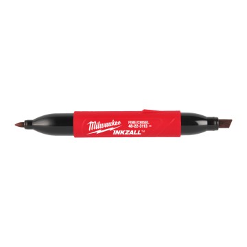Маркер для будмайданчика INKZALL Double Tip MILWAUKEE, тонкий/скошений, чорний (48223115)