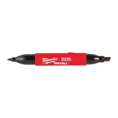 Маркер для будмайданчика INKZALL Double Tip MILWAUKEE, тонкий/скошений, чорний (48223115)