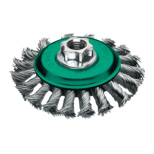 Щітка конічна для кутових шліфувальних машин MILWAUKEE, M14 100х12мм S, нержавіюча сталь, кручена, 0,5мм