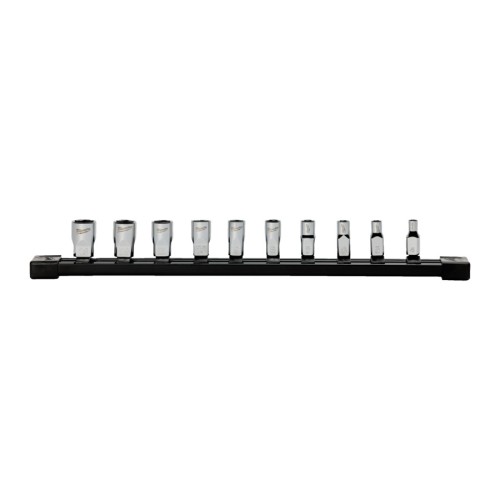 Набір головок торцевих хромованих 1/4'' MILWAUKEE (4-13мм) на планці  (10шт)