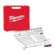 Набір головок торцевих хромованих 1/4'' та 1/2'' MILWAUKEE, з ключами та подовжувачами (87шт)