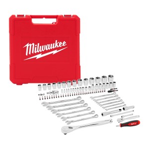 Набір головок торцевих хромованих 1/4'' та 1/2'' MILWAUKEE, з ключами та подовжувачами (87шт)