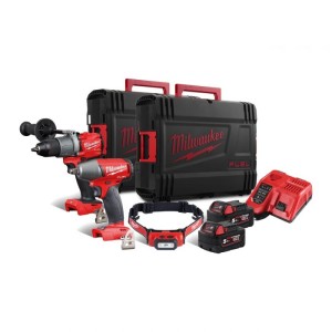 Набір з 3х інструментів акумуляторних безщіткових MILWAUKEE, M18 FPP2C2-502XL (зарядний пристрій M1-18 FC2, 2 акумулятори M18 B5