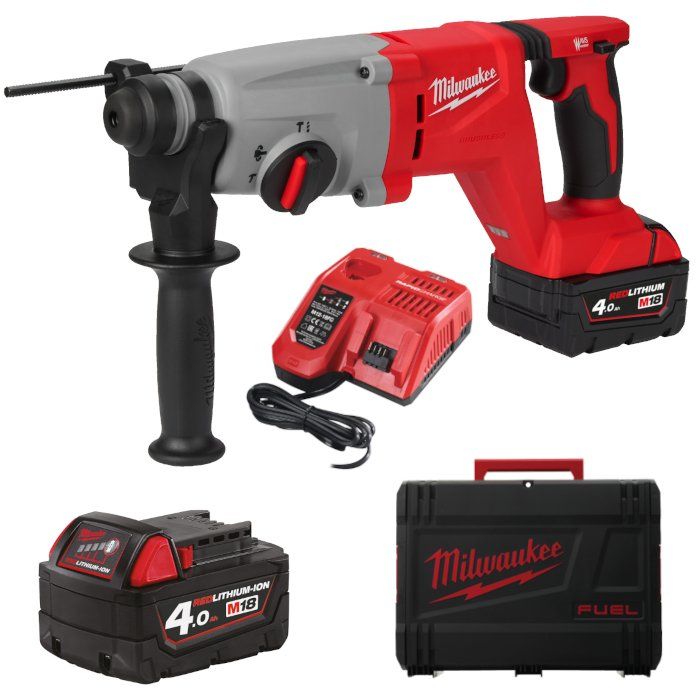 Перфоратор акумуляторний безщітковий SDS-PLUS MILWAUKEE, M18 BLHACD26-402X, 2,6Дж (зарядний пристрій М12-18 С, 2 акумулятори М18 Перфоратор акумуляторний безщітковий SDS-PLUS MILWAUKEE, M18 BLHACD26-402X, 2,6Дж (зарядний пристрій М12-18 С, 2 акумулятори М18