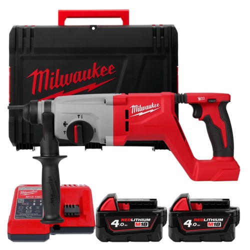Перфоратор акумуляторний безщітковий SDS-PLUS MILWAUKEE, M18 BLHACD26-402X, 2,6Дж (зарядний пристрій М12-18 С, 2 акумулятори М18
