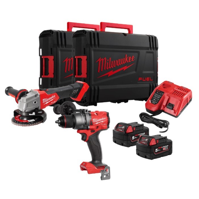 Набір акумуляторних інструментів Milwaukee M18FPP2E3-502X (ударний дриль M18 FPD3, кутова шліфувальна машина M18 FSAG125X, 2xаку Набір акумуляторних інструментів Milwaukee M18FPP2E3-502X (ударний дриль M18 FPD3, кутова шліфувальна машина M18 FSAG125X, 2xаку