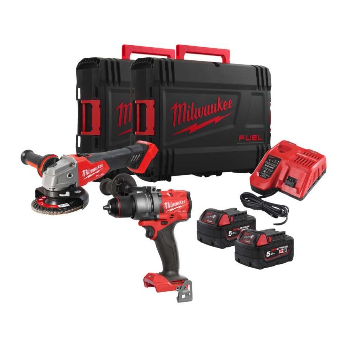 Набір акумуляторних інструментів Milwaukee M18FPP2E3-502X (ударний дриль M18 FPD3, кутова шліфувальна машина M18 FSAG125X, 2xаку Набір акумуляторних інструментів Milwaukee M18FPP2E3-502X (ударний дриль M18 FPD3, кутова шліфувальна машина M18 FSAG125X, 2xаку