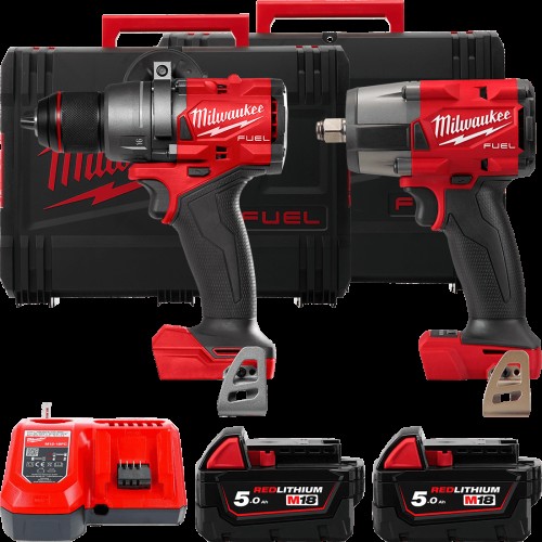 Набір акумуляторних інтрументів Milwaukee M18FPP2F3-502X (ударний дриль M18 FPD3, M18 FMTIW2F12 бездротовий ударний гайковерт 1/