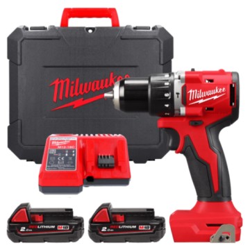 Дриль-шурупокрут з ударом акумуляторний безщітковий MILWAUKEE, M18 BLPDRC-202C, 60,5Нм (зарядний пристрій М12-18 С, 2 акумулятор
