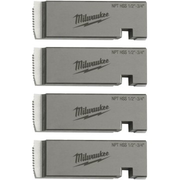 Плашки для нарізання різблення MILWAUKEE, PTR2D 1/2'' - 3/4'' BSPT NPT HSS (4шт) для MXF PTR2