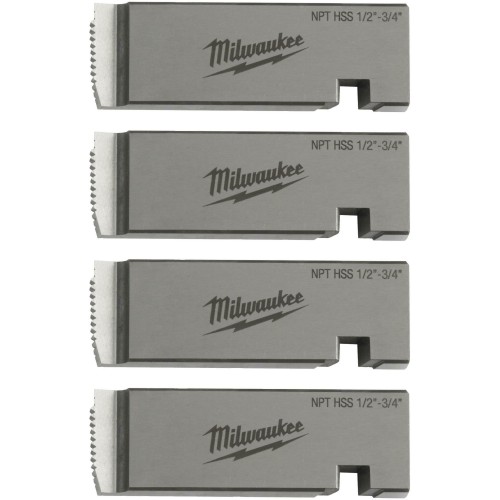 Плашки для нарізання різблення MILWAUKEE, PTR2D 1/2'' - 3/4'' BSPT NPT HSS (4шт) для MXF PTR2