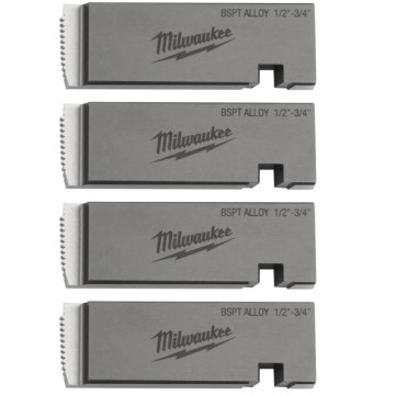 Плашки для нарізання різблення MILWAUKEE, PTR2D 1/2'' - 3/4'' BSPT ALLOY (4шт) для MXF PTR2