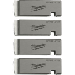Плашки для нарізання різблення MILWAUKEE, PTR2D 1/2'' - 3/4'' BSPT HSS (4шт)