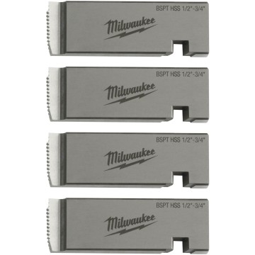 Плашки для нарізання різблення MILWAUKEE, PTR2D 1/2'' - 3/4'' BSPT HSS (4шт)