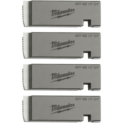 Плашки для нарізання різблення MILWAUKEE, PTR2D 1/2'' - 3/4'' BSPT HSS (4шт)