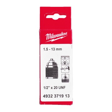 Патрон безключовий промисловий для інструменту з FIXTEC MILWAUKEE, 1-10мм 1/2''х20