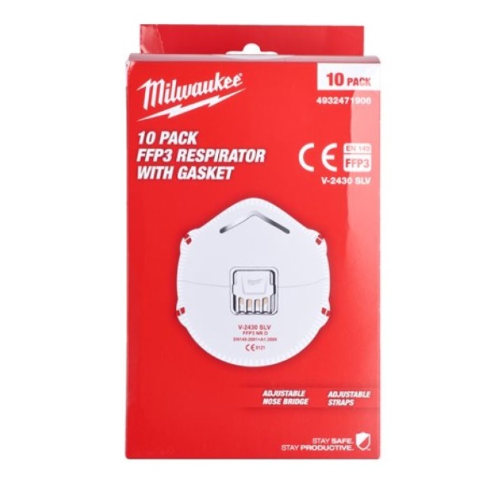 Респіратор MILWAUKEE, FFP3 з клапаном, (10шт) Респіратор MILWAUKEE, FFP3 з клапаном, (10шт)