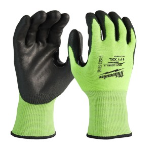 Рукавиці робочі сигнальні Hi-Vis MILWAUKEE, з опором порізам 3/C рівня, розмір 11/XXL