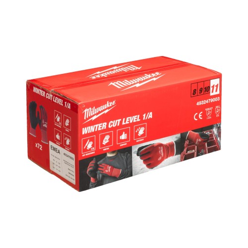 Рукавиці робочі зимові MILWAUKEE, з опором порізам 1/А рівня, розмір 11/XXL, (72 пари)