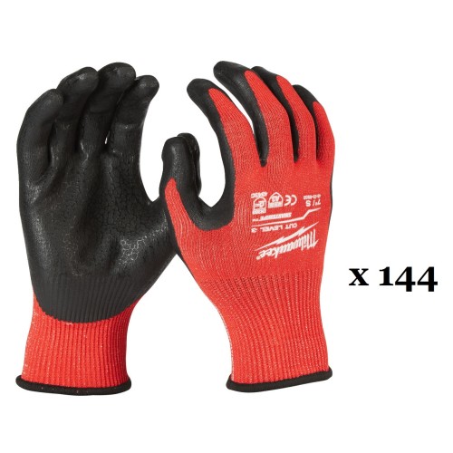 Рукавиці робочі MILWAUKEE, з опором порізам 3/C рівня, розмір 11/XXL, (144 пари)