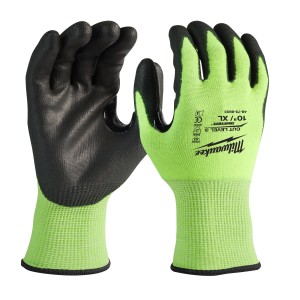 Рукавиці робочі сигнальні Hi-Vis MILWAUKEE. з опором порізам 3/С рівня, розмір 7/S, (144 пари)