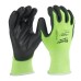 Рукавиці робочі сигнальні Hi-Vis MILWAUKEE, з опором порізам 1/A рівня, розмір 11/XXL, (12 пар)