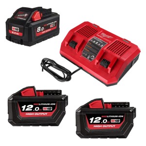 Енергокомплект Li-Ion MILWAUKEE, M18 HNRGO1-823 (зарядний пристрій M18 DFC, 1 акумулятор М18 НВ8 8Аг, 2 акумулятори М18 НВ12 12А