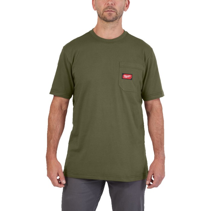 Футболка MILWAUKEE, WTSSGN-XXL з кишенею та коротким рукавом, зелена, (розмір XXL) Футболка MILWAUKEE, WTSSGN-XXL з кишенею та коротким рукавом, зелена, (розмір XXL)