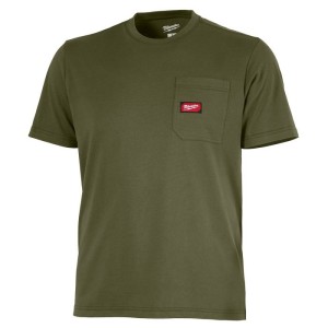 Футболка MILWAUKEE, WTSSGN-XXL з кишенею та коротким рукавом, зелена, (розмір XXL)