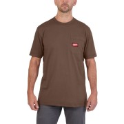 Футболка MILWAUKEE, WTSSBR-XL з кишенею та коротким рукавом, коричнева, (розмір XL)